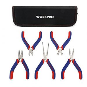 WORKPRO Mini-Zangen-Set, Schmuckzange, 5-teilig, inkl. Linienzange, Seitenschneider, Nadelnase mit Organizer-Tasche