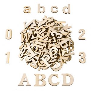 124 Stücke Total Holz große Buchstaben Holz Kleinbuchstaben hölzerne Zahlen für Kunst