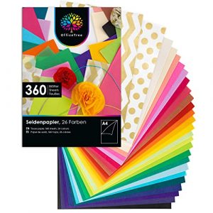 OfficeTree 360 Blatt Seidenpapier A4 Bunt - 26 Farben 16 g/qm