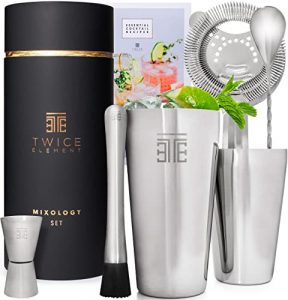 Twice Element® Cocktail Shaker Set - Edelstahl Shaker im Boston-Stil