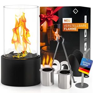 FLIPLINE Tischkamin LOGI [verstellbare Flamme] 4h Brenndauer Ethanol Kamin Indoor