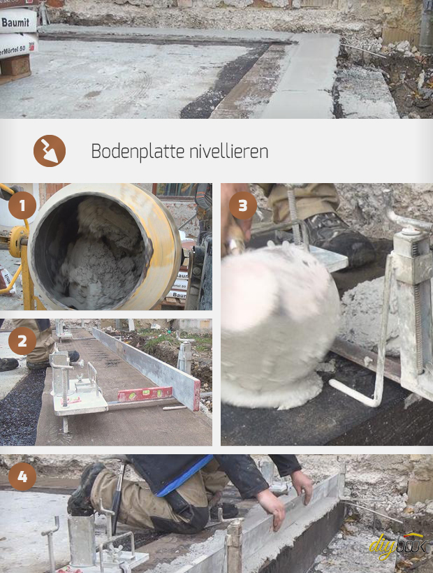 Bodenplatte nivellieren - Anleitung @ diybook.de
