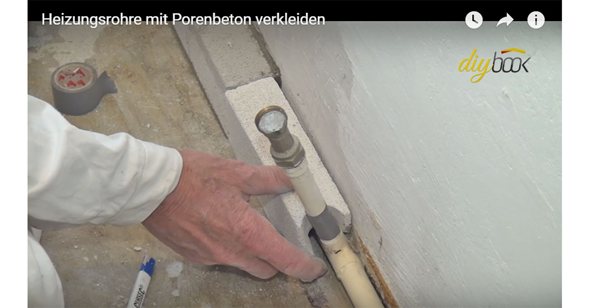 Verkleidung für Heizungsrohre aus Porenbeton herstellen VideoAnleitung diybook.de
