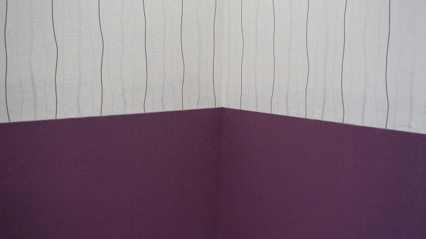 Tapezierte Wandfläche aus zwei Farbbereichen